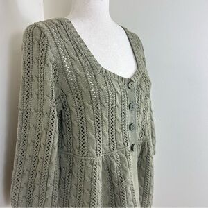 Vtg Christopher & Banks Womens XL Cardigan Babydoll Cottagecore Forest Coquette